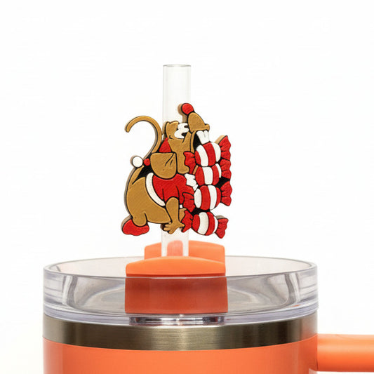 Mouse With Candy Stanley Straw Buddies – 3D Printed Straw Toppers (Fits Stanley Size Straws Only)