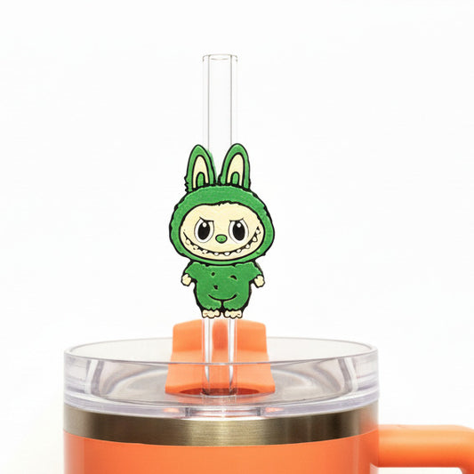 Green Labu Scary Monster • Stanley Straw Buddies – 3D Printed Straw Toppers (Fits Stanley Size Straws Only)