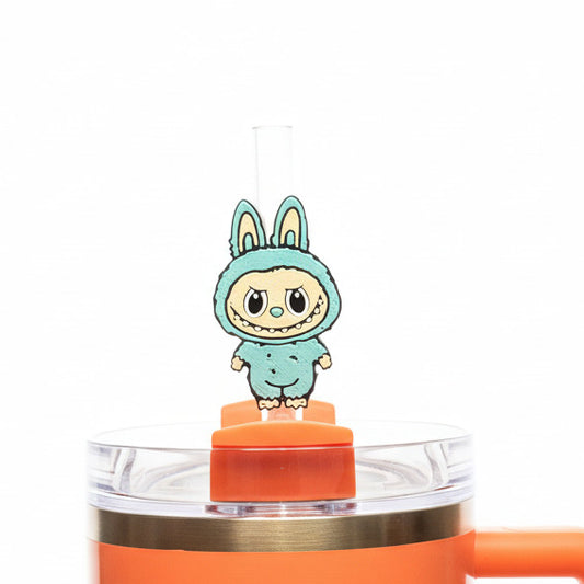 Light Blue Labu Scary Monster • Stanley Straw Buddies – 3D Printed Straw Toppers (Fits Stanley Size Straws Only)