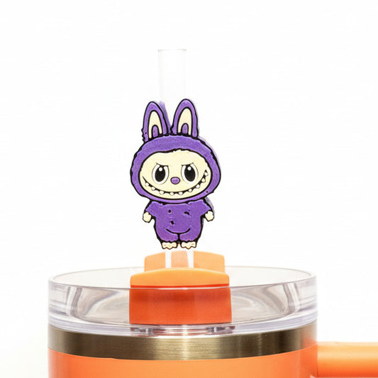 Purple Labu Scary Monster • Stanley Straw Buddies – 3D Printed Straw Toppers (Fits Stanley Size Straws Only)