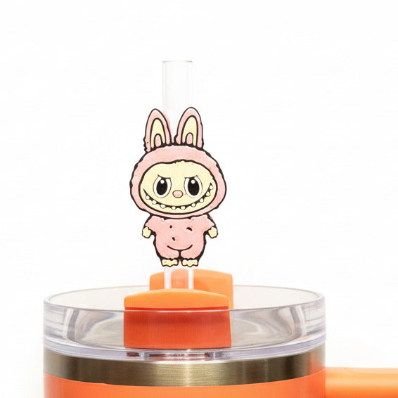 Pink Labu Scary Monster • Stanley Straw Buddies – 3D Printed Straw Toppers (Fits Stanley Size Straws Only)