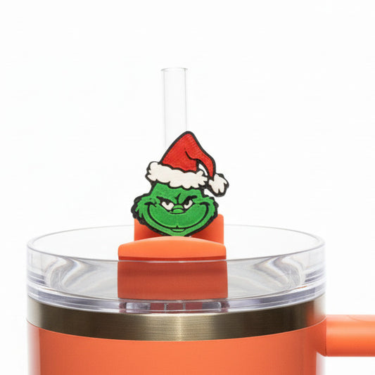 Grump Head • Christmas • Stanley Straw Buddies – 3D Printed Straw Toppers (Fits Stanley Size Straws Only)