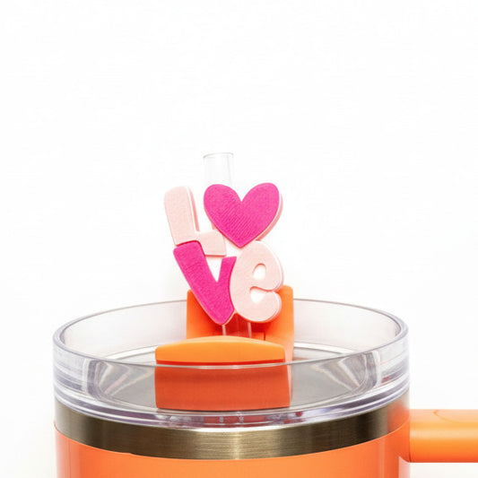 LOVE • Valentine's Day • Stanley Straw Buddies – 3D Printed Straw Toppers (Fits Stanley Size Straws Only)