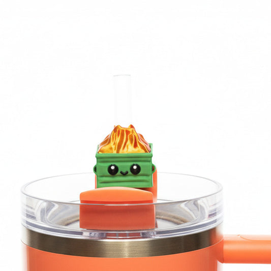 Dumpster Fire • Stanley Straw Buddies – 3D Printed Straw Toppers (Fits Stanley Size Straws Only)