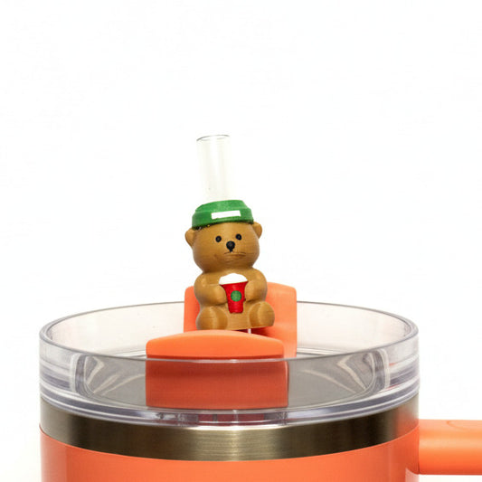 Coffee Bear Cup • Christmas • Stanley Straw Buddies – 3D Printed Straw Toppers (Fits Stanley Size Straws Only)