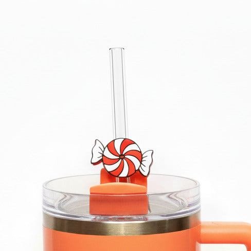 Peppermint (Red) • Christmas • Stanley Straw Buddies – 3D Printed Straw Toppers (Fits Stanley Size Straws Only)